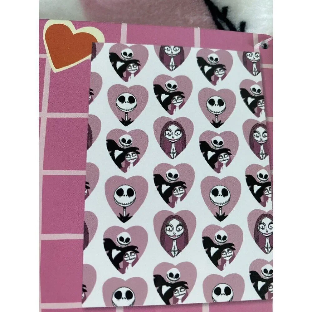 Nightmare Before Christmas Pink Heart Valentines Jack Sally Throw Blanket 50X70”